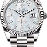 Rolex Day-Date 40 40mm White MOP Diamond Set Dial Fluted Bezel President Bracelet - 228239