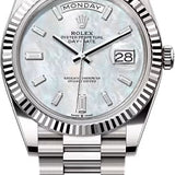 Rolex Day-Date 40 40mm White MOP Diamond Set Dial Fluted Bezel President Bracelet - 228239