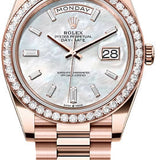 Rolex Day-Date 40 40mm White MOP Diamond Set Dial Diamond Set Bezel President Bracelet - 228345RBR