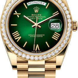 Rolex Day-Date 40 40mm Green Ombré Dial Diamond Set Bezel President Bracelet - 228348RBR