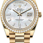 Rolex Day-Date 40 40mm White MOP Diamond-Set Dial Diamond Set Bezel President Bracelet - 228348RBR