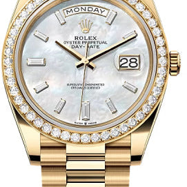 Rolex Day-Date 40 40mm White MOP Diamond-Set Dial Diamond Set Bezel President Bracelet - 228348RBR