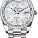 Rolex Day-Date 40 40mm White MOP Diamond-Set Dial Diamond Set Bezel President Bracelet - 228349RBR