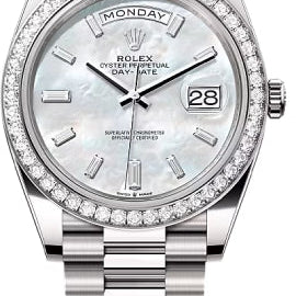 Rolex Day-Date 40 40mm White MOP Diamond-Set Dial Diamond Set Bezel President Bracelet - 228349RBR