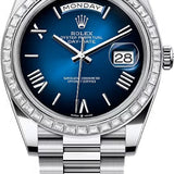 Rolex Day-Date 40 40mm Blue ombré Dial Diamond Set Bezel President Bracelet - 228396TBR