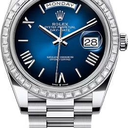 Rolex Day-Date 40 40mm Blue ombré Dial Diamond Set Bezel President Bracelet - 228396TBR