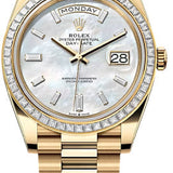 Rolex Day-Date 40 40mm White MOP Diamond Set Dial Diamond Set Bezel President Bracelet - 228398TBR 