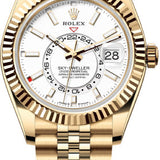 Rolex Sky-Dweller Yellow Gold 42mm Intense White Dial Fluted Bezel Jubilee Bracelet - 336938