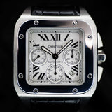Cartier Santos 100 XL Chronograph W20090X8 42MM White Dial WARRANTY