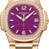 Patek Philippe Nautilus Date Sweep Seconds Quartz Rose Gold/Diamonds Lacquered Purple Dial | 7010/1R-013