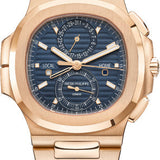 Patek Philippe Nautilus 40.5 mm Flyback Chronograph Travel Time Rose Gold Blue Dial - 5990/1R-001