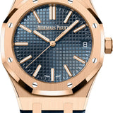 Audemars Piguet Royal Oak 41mm Selfwinding "50th Anniversary" Rose Gold Blue Dial Leather Strap - 15510OR.OO.D315CR.01