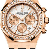 Audemars Piguet Royal Oak 38mm Chronograph Rose Gold Silver Dial Diamond Bezel - 26315OR.ZZ.1256OR.01