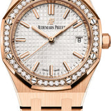 Audemars Piguet Royal Oak 34mm Selfwinding Rose Gold Diamond Bezel Silver Dial - 77351OR.ZZ.1261OR.01