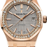 Audemars Piguet Royal Oak 37mm Selfwinding Rose Gold Gray Index Diamond Bezel Rose Gold Bracelet - 15451OR.ZZ.1256OR.02