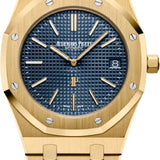 Audemars Piguet Royal Oak 39mm Extra-Thin Yellow Gold Blue Index Yellow Gold Bracelet - 15202BA.OO.1240BA.01