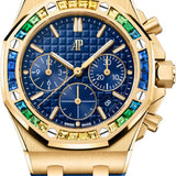 Audemars Piguet Royal Oak Offshore 37 mm Chronograph Yellow Gold Sapphires Bezel Blue Dial - 26236BA.YY.D346CA.01