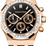 Audemars Piguet Royal Oak 38mm Chronograph Rose Gold Diamond Set Bezel Black Onyx Diamond Baguette Dial - 26715OR.ZZ.1356OR.02