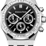 Audemars Piguet Royal Oak 38mm Chronograph White Gold Diamond Set Bezel Black Onyx Diamond Baguette Dial- 26715BC.ZZ.1356BC.02