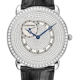 Cartier Ronde Louis Cartier Watch - Extra large White Gold Diamond Case - Full Diamond Paved Dial - Alligator Strap - WR007003