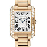 Cartier Tank Anglaise Watch - Small Pink Gold Diamond Case - WT100002