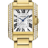 Cartier Tank Anglaise Watch - Medium Yellow Gold Diamond Case - WT100006