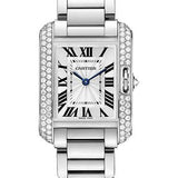 Cartier Tank Anglaise Watch - Small White Gold Diamond Case - WT100008